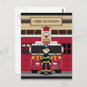 消防機関葉書付き消防士 ポストカード (正面/裏面)