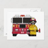 消防機関葉書付き消防士 ポストカード (正面/裏面)