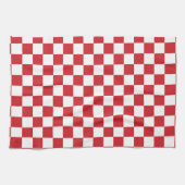 消防機関赤と白市松模様にヴィンテージ キッチンタオル (横)