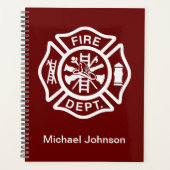 消防消防消防士ファイアマン消防署名前をカスタムする プランナー手帳 (正面)