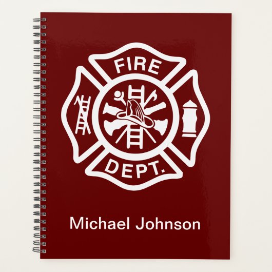 消防消防消防士ファイアマン消防署名前をカスタムする プランナー手帳 (正面)