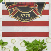 消防消防消防救助部アメリカ国旗カスタム キッチンタオル (折り畳み)