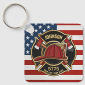 消防消防消防救助部アメリカ国旗カスタム キーホルダー (正面)