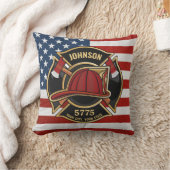 消防消防消防救助部アメリカ国旗カスタム クッション (ブランケット)