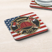 消防消防消防救助部アメリカ国旗カスタム コースター (左側)