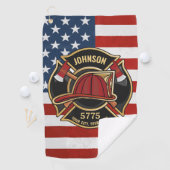 消防消防消防救助部アメリカ国旗カスタム ゴルフタオル (インサイチュ)