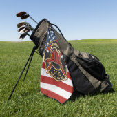 消防消防消防救助部アメリカ国旗カスタム ゴルフタオル (グリーン)