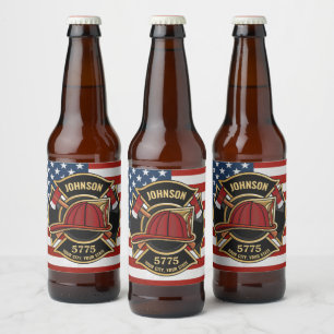 消防消防消防救助部アメリカ国旗カスタム ビールラベル