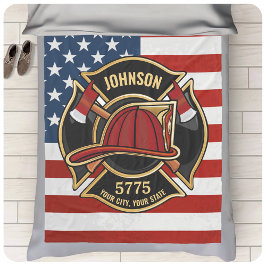 消防消防消防救助部アメリカ国旗カスタム フリースブランケット