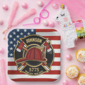 消防消防消防救助部アメリカ国旗カスタム ペーパープレート (パーティー)