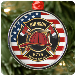 消防消防消防救助部アメリカ国旗カスタム メタルオーナメント