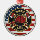消防消防消防救助部アメリカ国旗カスタム メタルオーナメント (正面)