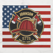 消防消防消防救助部アメリカ国旗カスタム リキュールボトルラベル (シングルラベル)