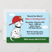 消防犬の誕生日パーティーの招待状 招待状 (正面)