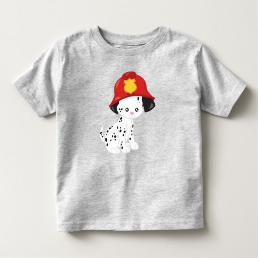 消防犬，消防士，ダルマチア，かわいい犬 トドラーTシャツ (正面)