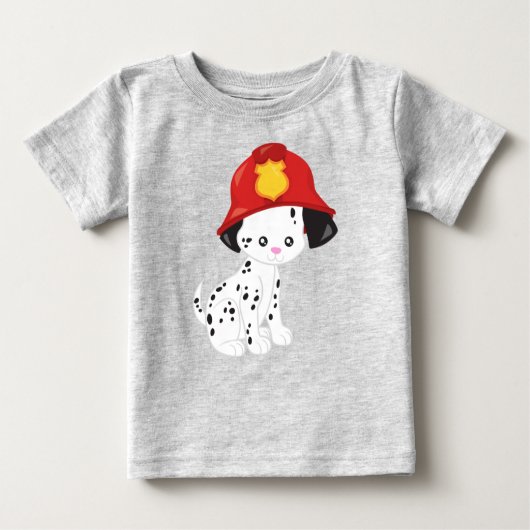 消防犬，消防士，ダルマチア，かわいい犬 ベビーTシャツ (正面)