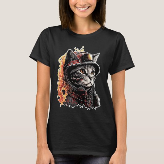 消防猫消防署猫消防署猫消防署 Tシャツ (正面)