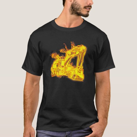消防用バックホー掘削機建設現場作業員エク Tシャツ (正面)