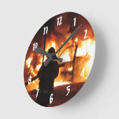 消防用手綱 ラウンド壁時計 (傾斜)