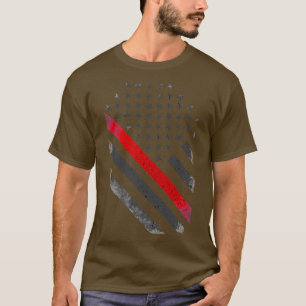 消防用薄い赤い線の旗 Tシャツ
