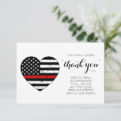 消防用薄型レッドラインアメリカ国旗のハート サンキューカード (スタンド正面)