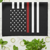 消防用薄型レッドラインキッチンタオル16インチx 24インチ キッチンタオル (折り畳み)