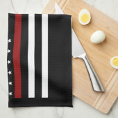 消防用薄型レッドラインキッチンタオル16インチx 24インチ キッチンタオル (四つ折り)