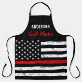 消防用薄型レッドライングリルマスターBBQエプロン エプロン (正面)