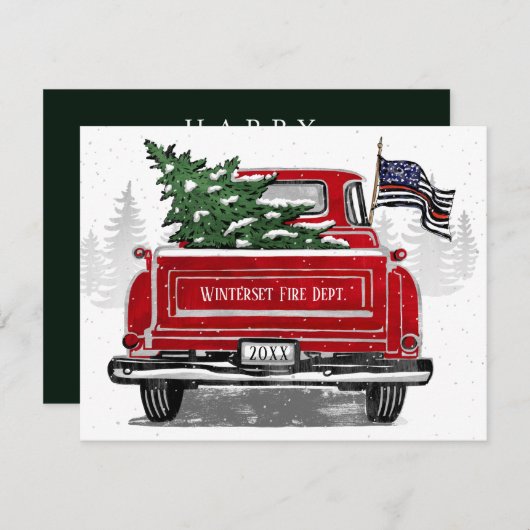 消防用薄型レッドラインフラッグヴィンテージレッドトラック シーズンカード (正面/裏面)