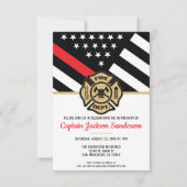 消防用薄型レッドライン消防士の退職パーティー 招待状 (正面)