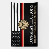 消防用薄型レッドライン消防学校の卒業 横断幕 (縦)