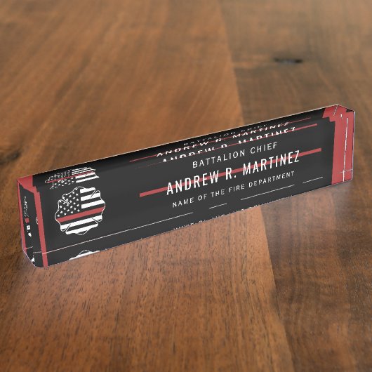 消防用薄型レッドライン消防局 デスクネームプレート (側面)