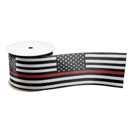 消防用薄型レッドライン火災救助アメリカ国旗 サテンリボン