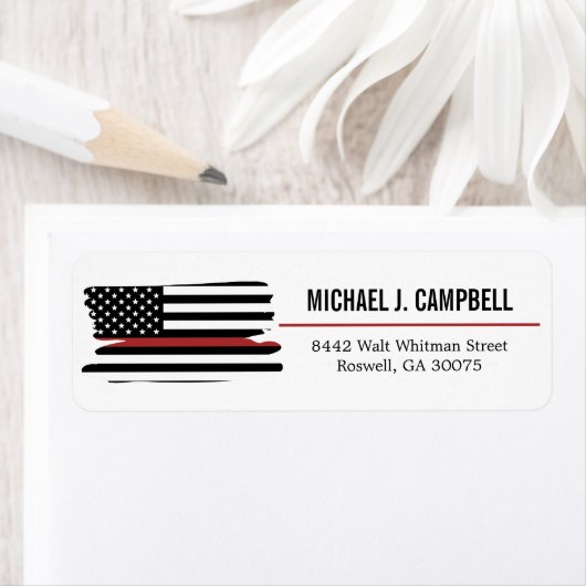 消防用薄型レッドライン火災救助アメリカ国旗 ラベル (インサイチュ)