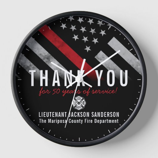 消防用薄型レッドライン退職記念日 壁時計 (正面)