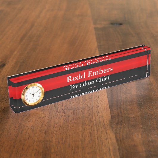 消防用薄型レッドライン デスクネームプレート (側面)