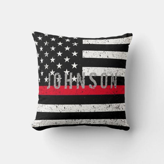 消防用薄型レッドライン（名前あり） クッション (正面)