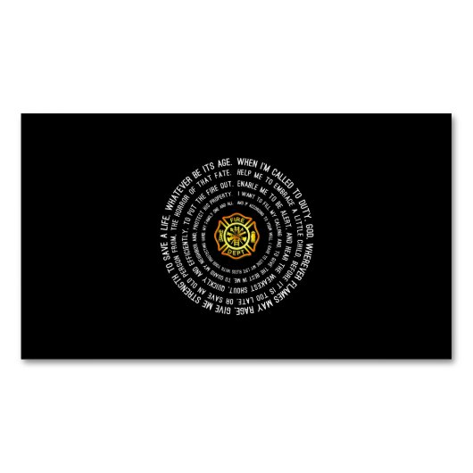 消防祈りの言葉、消防やる気を起こさせる士 マグネット名刺 (正面)