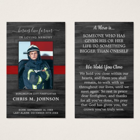 消防素朴士記念祈りの言葉カード (正面&裏面)