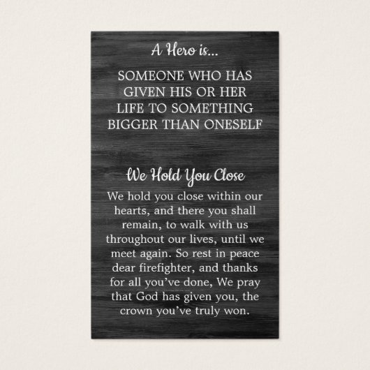 消防素朴士記念祈りの言葉カード (裏面)