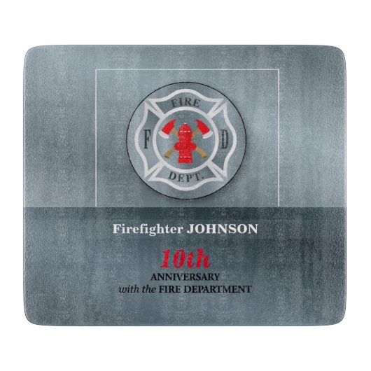 消防署によるカスタマイズ可能な記念日 カッティングボード (正面)