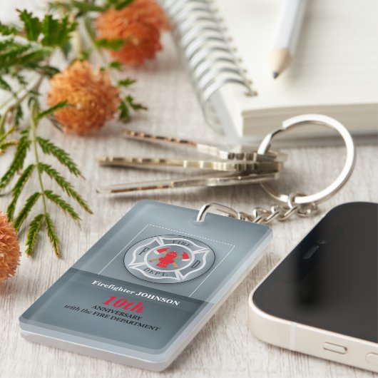 消防署によるカスタマイズ可能な記念日 キーホルダー (正面右)