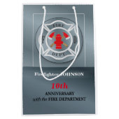 消防署によるカスタマイズ可能な記念日 ミディアムペーパーバッグ (正面)