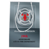 消防署によるカスタマイズ可能な記念日 ミディアムペーパーバッグ (裏面)