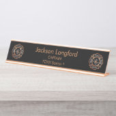 消防署のばら色の金ゴールド デスクネームプレート (正面)