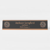 消防署のばら色の金ゴールド デスクネームプレート (正面)