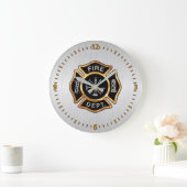 消防署のバッジの金ゴールドおよび銀 ラージ壁時計 (ホーム)