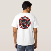 消防署のバッジ Tシャツ (裏面フル)