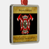 消防署のロゴの金ゴールドおよび赤いバッジの金ゴールドホイル メタルオーナメント (右)