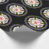 消防署のロゴの青および白いバッジ ラッピングペーパー (角)